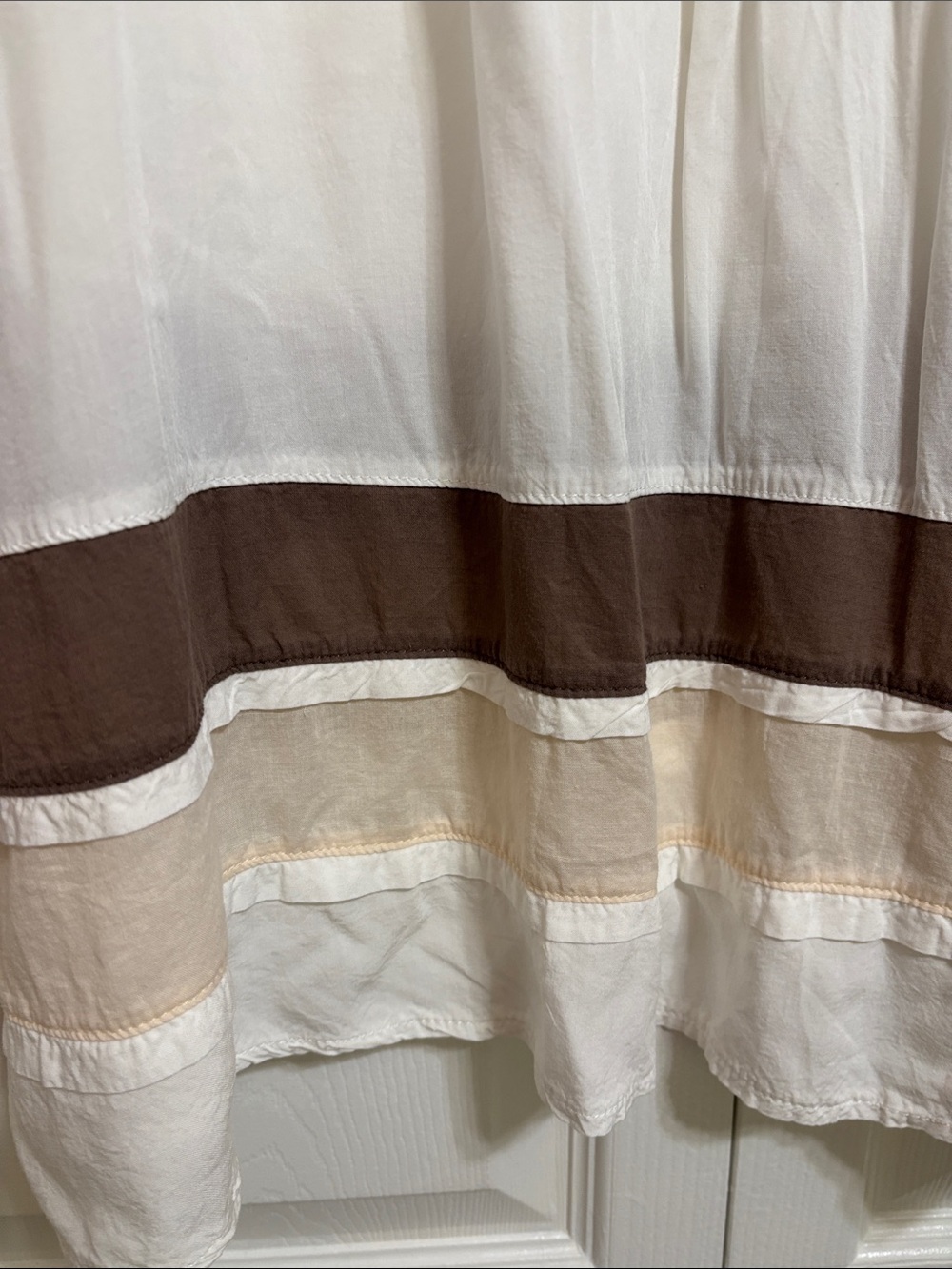 White Embroidered Mini Dress with Multicolor Floral Yoke and Contrast Hem - Picture 8 of 11